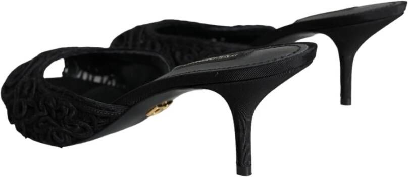 Dolce & Gabbana Zwarte Keira Cordonetto Hak Sandalen Black Dames