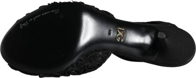 Dolce & Gabbana Zwarte Keira Cordonetto Hak Sandalen Black Dames