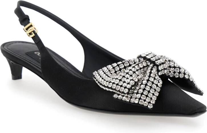 Dolce & Gabbana Zwarte Kittenhak met Svarovsky Strik Black Dames