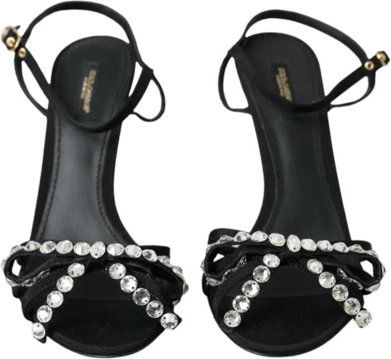 Dolce & Gabbana Zwarte Kristal Boog Hak Sandalen Black Dames