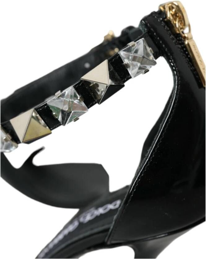 Dolce & Gabbana Zwarte Kristal Enkelband Sandalen Black Dames