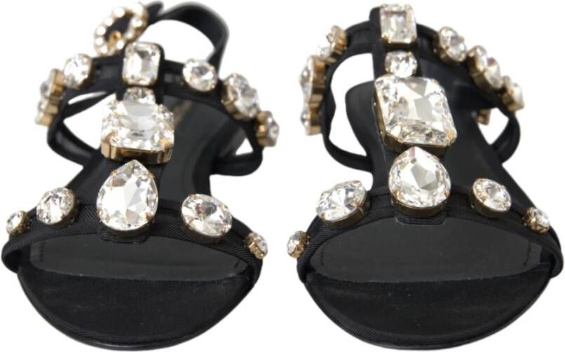 Dolce & Gabbana Zwarte Kristal Flats Sandalen Schoenen Black Dames