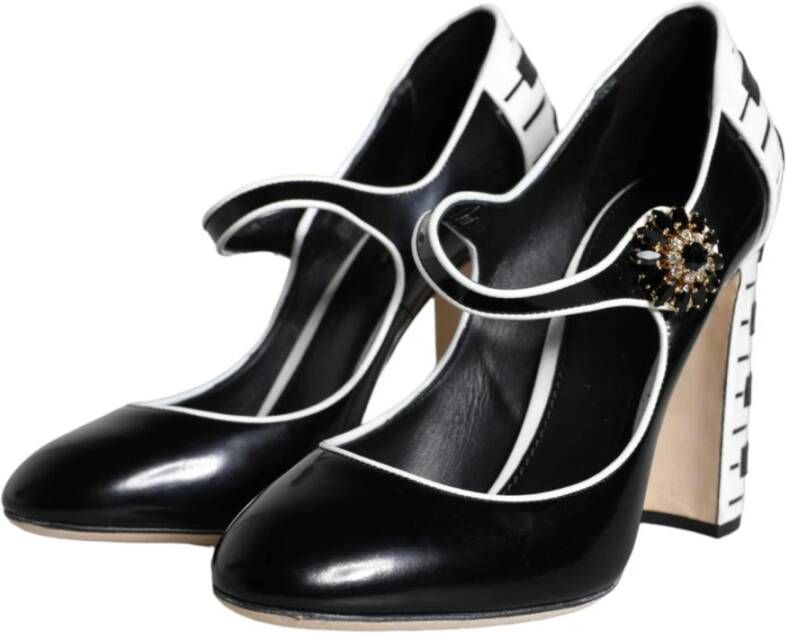 Dolce & Gabbana Zwarte Kristal Mary Jane Hakken Black Dames