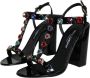 Dolce & Gabbana Zwarte Kristal T-Strap Sandaal Hakken Black Dames - Thumbnail 3