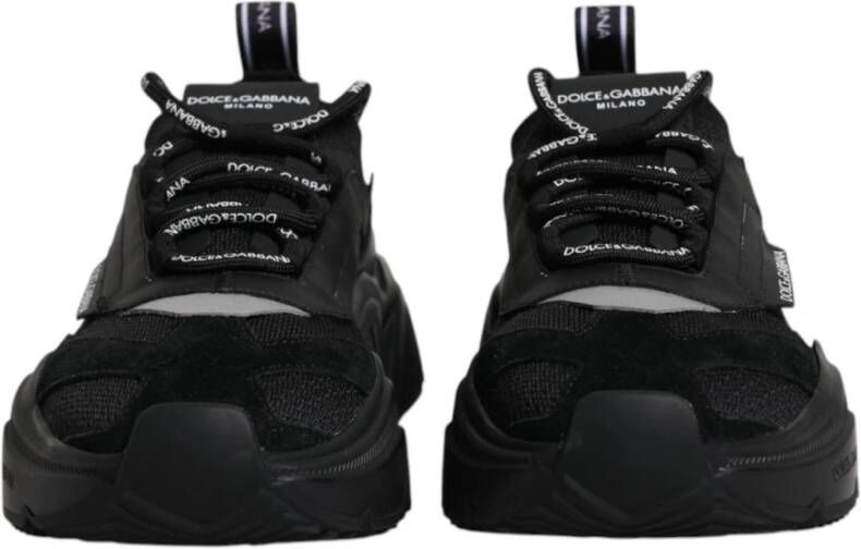 Dolce & Gabbana Zwarte Lage Sneakers met Veters Black Heren