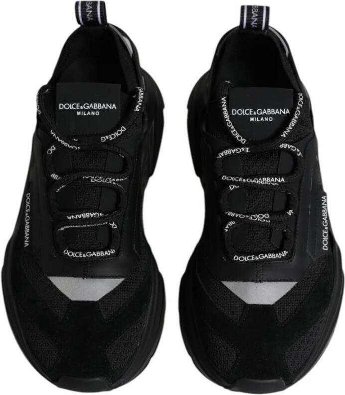 Dolce & Gabbana Zwarte Lage Sneakers met Veters Black Heren