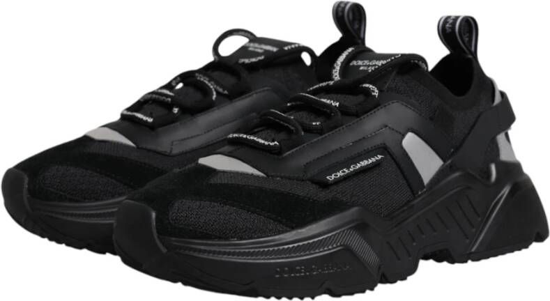 Dolce & Gabbana Zwarte Lage Sneakers met Veters Black Heren