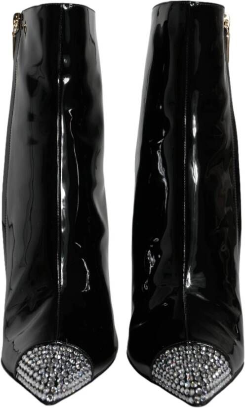 Dolce & Gabbana Zwarte Lak Kristal Hak Laarzen Schoenen Black Dames