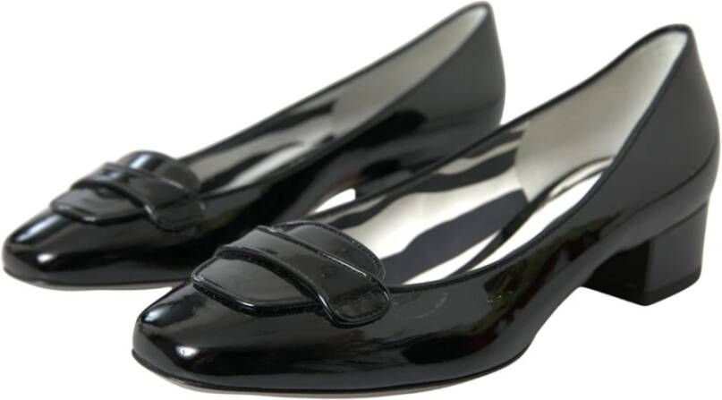 Dolce & Gabbana Zwarte Lakleren Blokhak Pumps Black Dames