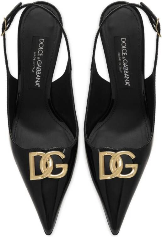 Dolce & Gabbana Zwarte Lakleren Hoge Hak Sandalen Black Dames