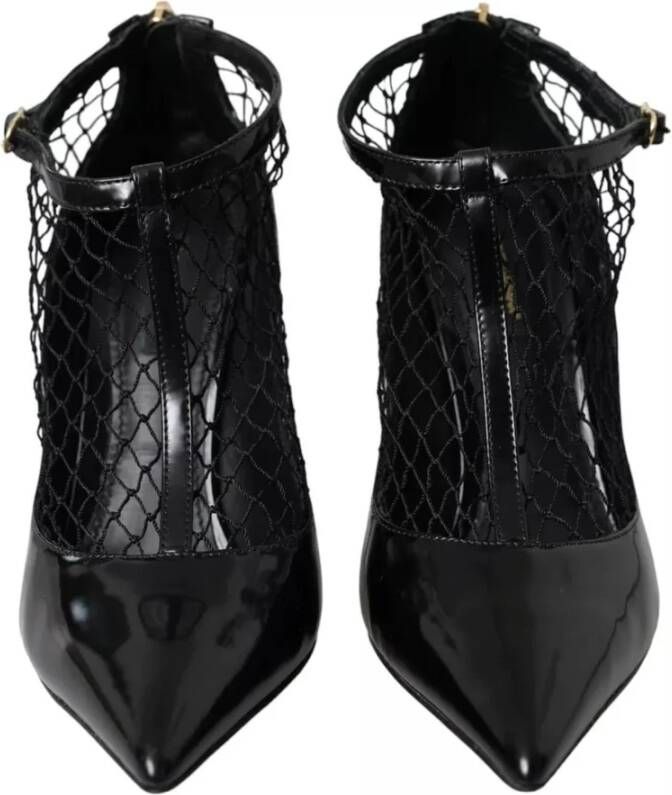 Dolce & Gabbana Zwarte Lakleren Mesh Hakken Pumps Black Dames