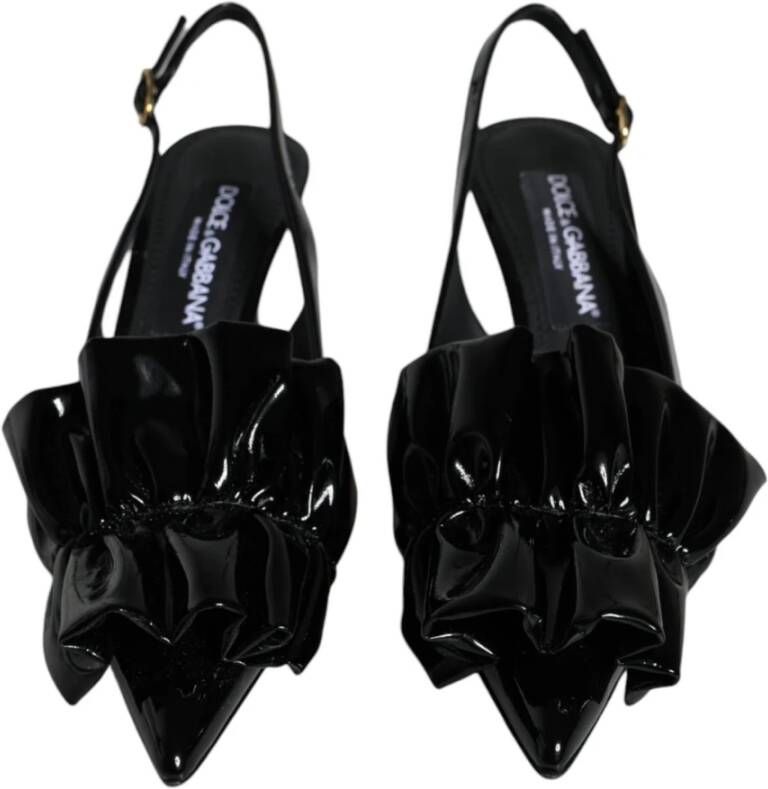 Dolce & Gabbana Zwarte Lakleren Slingback Hakken Black Dames