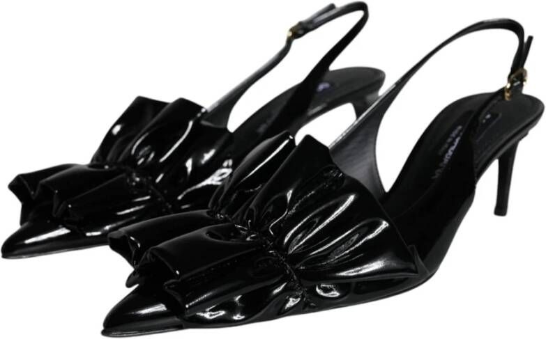 Dolce & Gabbana Zwarte Lakleren Slingback Hakken Black Dames