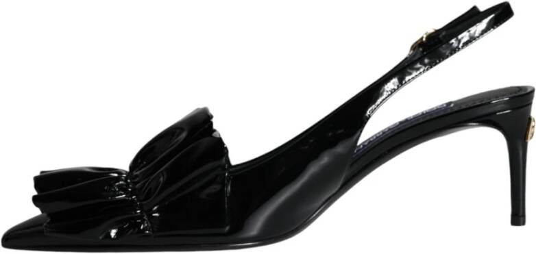 Dolce & Gabbana Zwarte Lakleren Slingback Hakken Black Dames