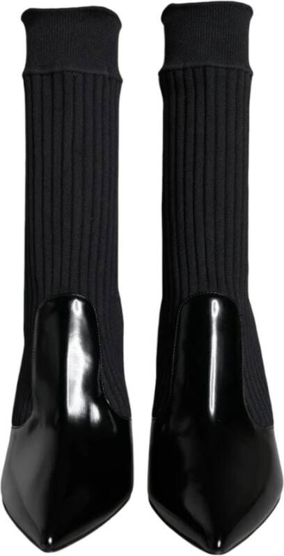 Dolce & Gabbana Zwarte Lakleren Stiletto Booties Black Dames