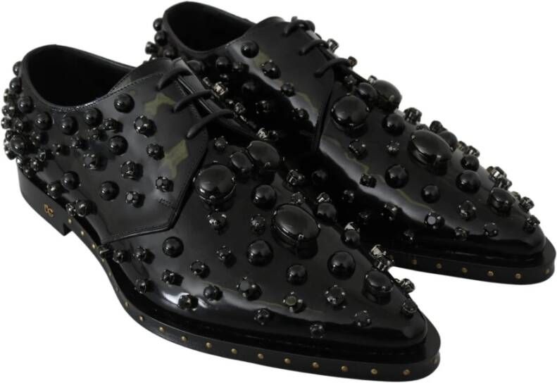 Dolce & Gabbana Zwarte Lakleren Veterschoenen Black Dames