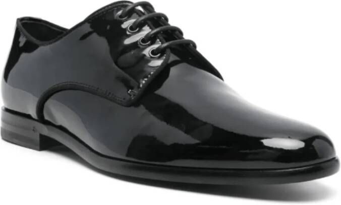 Dolce & Gabbana Zwarte Lakleren Veterschoenen Loafers Black Heren