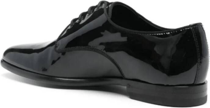 Dolce & Gabbana Zwarte Lakleren Veterschoenen Loafers Black Heren