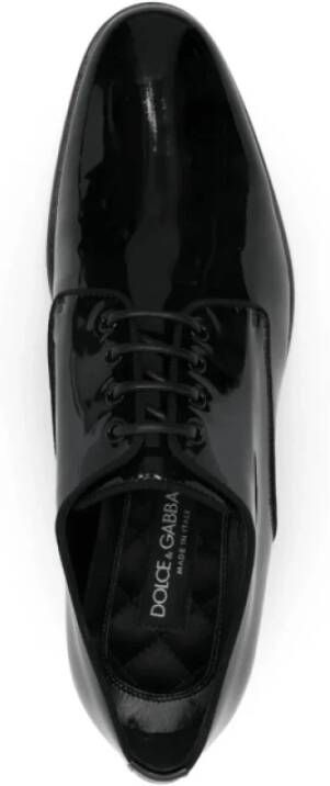 Dolce & Gabbana Zwarte Lakleren Veterschoenen Loafers Black Heren