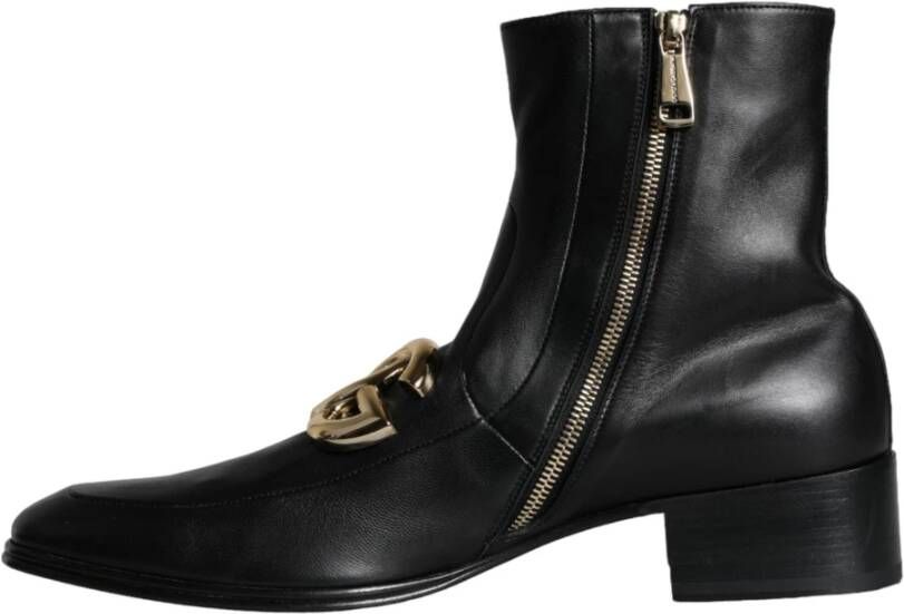 Dolce & Gabbana Zwarte Lamsskin Herenlaarzen Black Heren