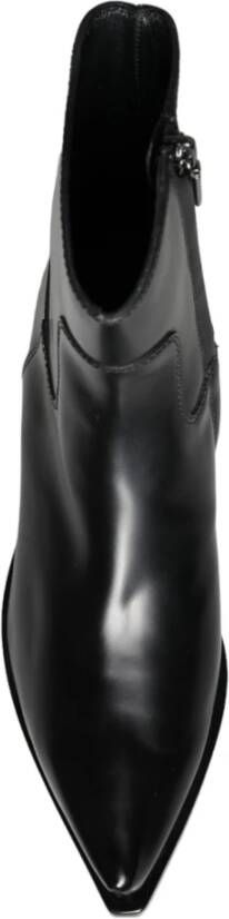 Dolce & Gabbana Zwarte Leren Booties Schoenen Black Dames