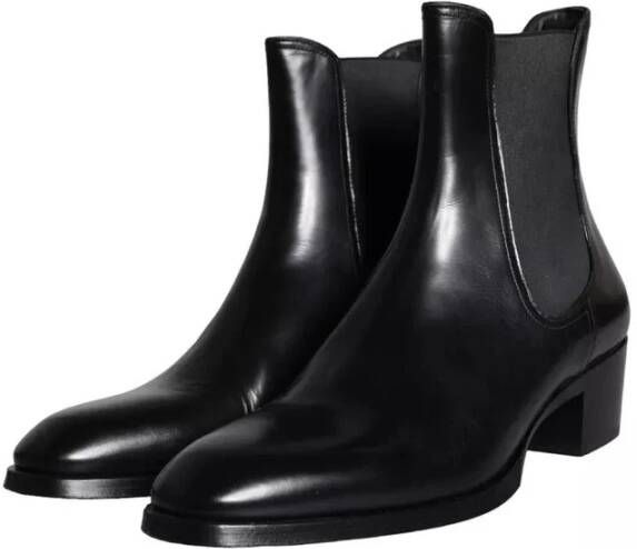 Dolce & Gabbana Zwarte Leren Chelsea Laarzen Heren Schoenen Black Heren