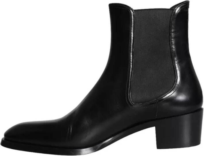 Dolce & Gabbana Zwarte Leren Chelsea Laarzen Heren Schoenen Black Heren