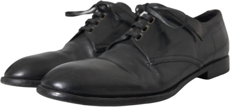 Dolce & Gabbana Zwarte Leren Derby Jurk Schoenen Black Heren