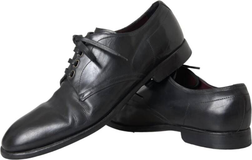 Dolce & Gabbana Zwarte Leren Derby Jurk Schoenen Black Heren