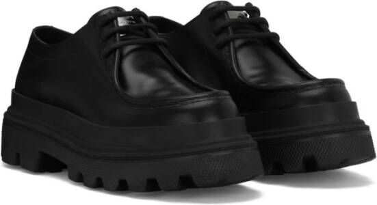 Dolce & Gabbana Zwarte Leren Derby Schoenen Black Heren