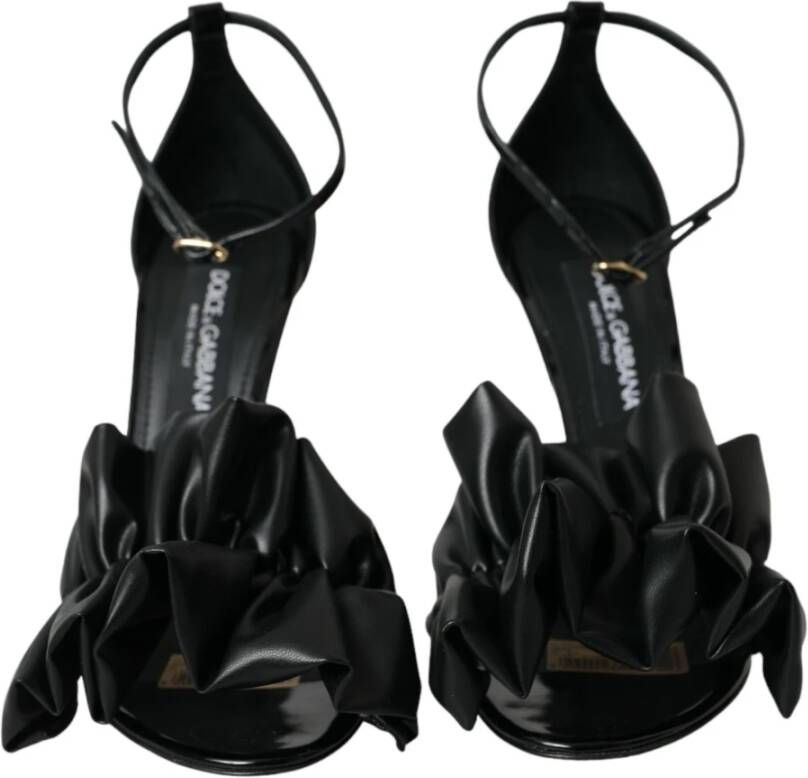 Dolce & Gabbana Zwarte leren enkelband hak sandalen Black Dames