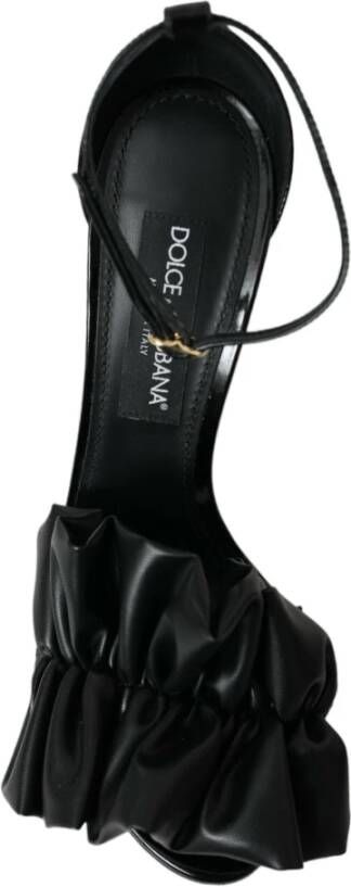 Dolce & Gabbana Zwarte leren enkelband hak sandalen Black Dames