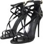 Dolce & Gabbana Zwarte Leren Enkelband Hakken Sandalen Black Dames - Thumbnail 7