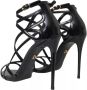 Dolce & Gabbana Zwarte Leren Enkelband Hakken Sandalen Black Dames - Thumbnail 9