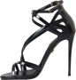 Dolce & Gabbana Zwarte Leren Enkelband Hakken Sandalen Black Dames - Thumbnail 10