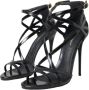 Dolce & Gabbana Zwarte Leren Enkelband Hakken Sandalen Black Dames - Thumbnail 3