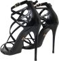 Dolce & Gabbana Zwarte Leren Enkelband Hakken Sandalen Black Dames - Thumbnail 4