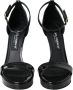 Dolce & Gabbana Zwarte leren enkelband sandalen Black Dames - Thumbnail 2