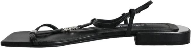 Dolce & Gabbana Zwarte leren enkelband sandalen Black Dames