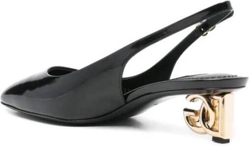 Dolce & Gabbana Zwarte Leren Enkelband Schoenen Black Dames