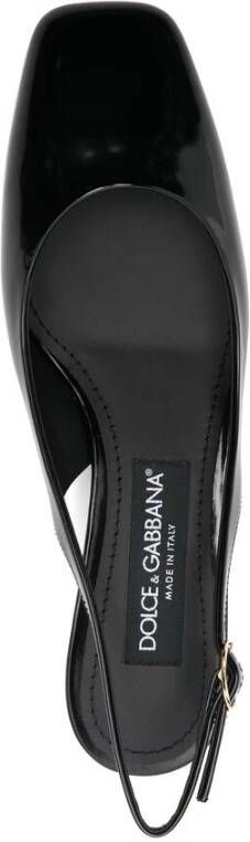 Dolce & Gabbana Zwarte Leren Enkelband Schoenen Black Dames