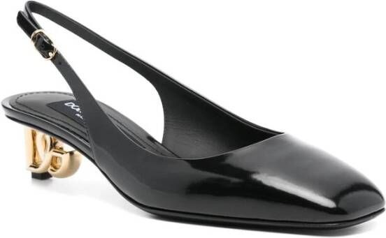 Dolce & Gabbana Zwarte Leren Enkelband Schoenen Black Dames