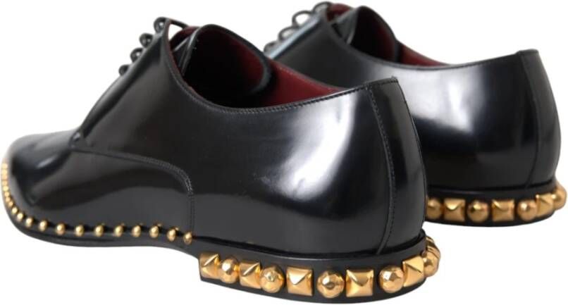 Dolce & Gabbana Zwarte leren gouden studs Derby schoenen Black Heren