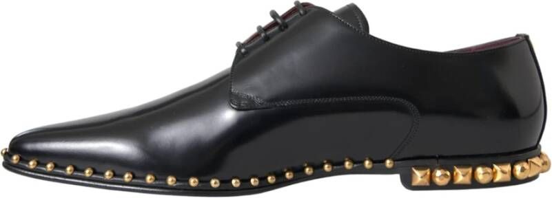 Dolce & Gabbana Zwarte leren gouden studs Derby schoenen Black Heren