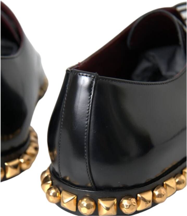 Dolce & Gabbana Zwarte leren gouden studs Derby schoenen Black Heren