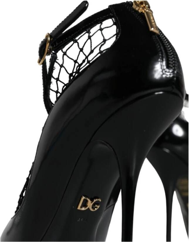 Dolce & Gabbana Zwarte Leren Hakken met Gespsluiting Black Dames