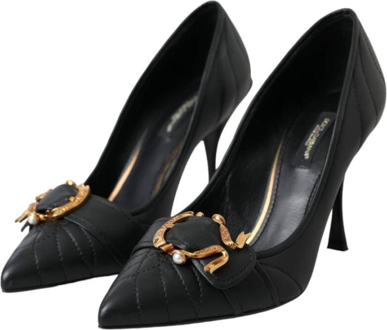 Dolce & Gabbana Zwarte Leren Hakken Pumps Black Dames