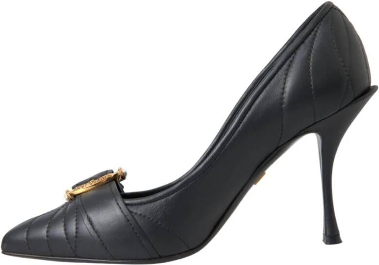 Dolce & Gabbana Zwarte Leren Hakken Pumps Black Dames