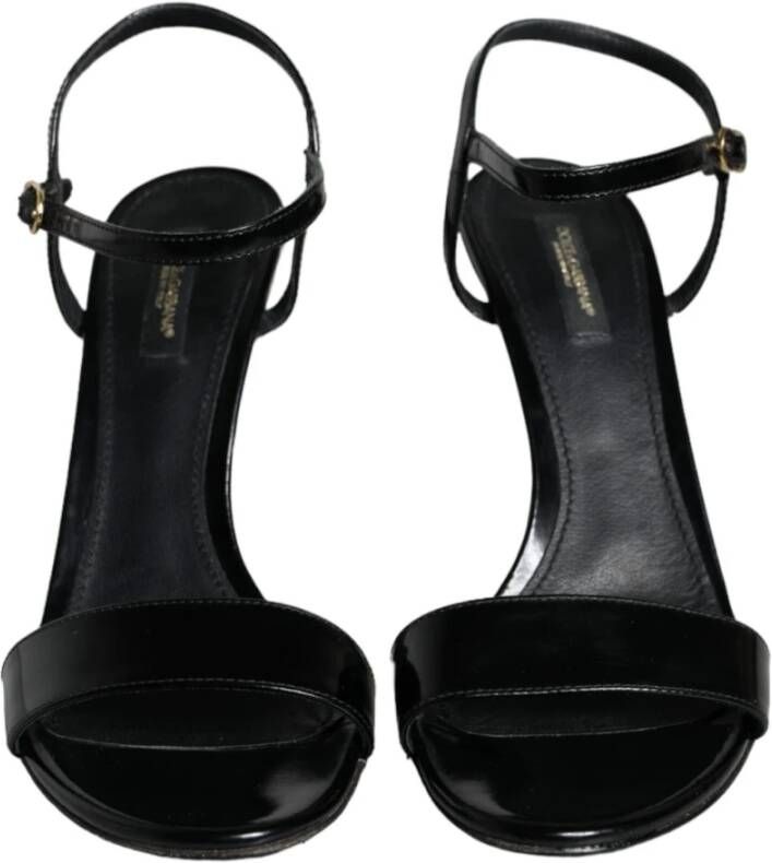 Dolce & Gabbana Zwarte Leren Hakken Sandalen Black Dames