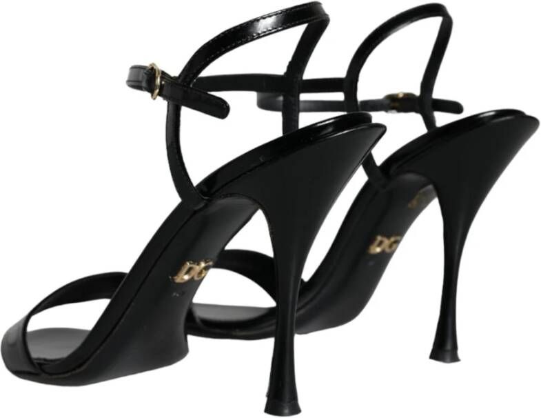 Dolce & Gabbana Zwarte Leren Hakken Sandalen Black Dames